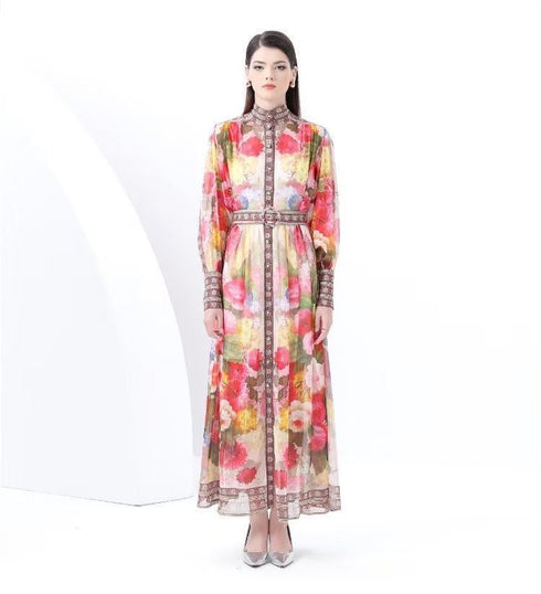 Floral Button Down Long Maxi Dress